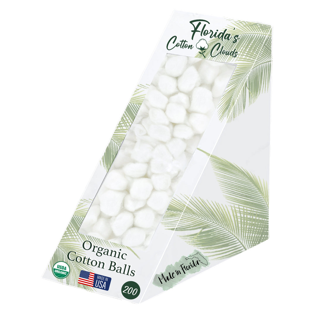 Organic Cotton Balls with Stand in Dispenser, 200 Count