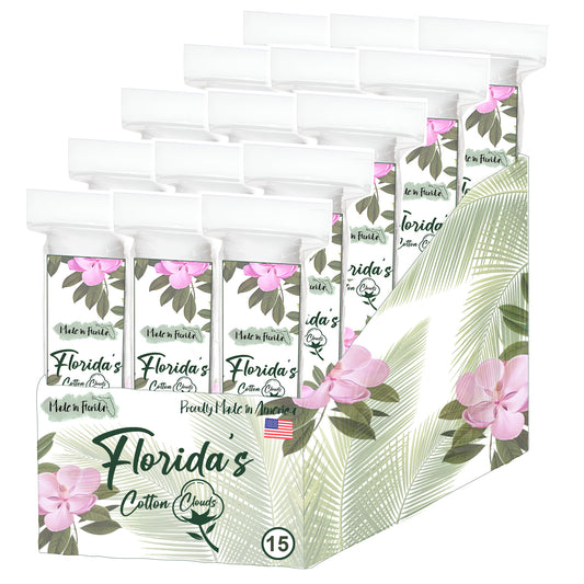 Florida's Cotton Clouds Organic Cotton Pads PDQ White Tropical 15 Units