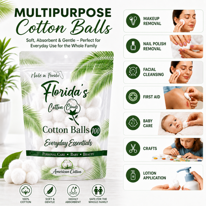 Cotton Balls 1000 Count (10 Pack), American Purified Cotton, Made in USA