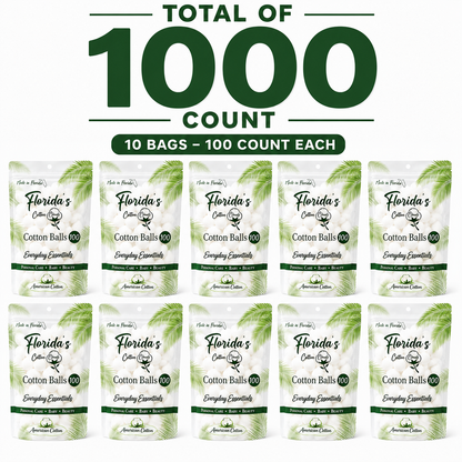 Cotton Balls 1000 Count (10 Pack), American Purified Cotton, Made in USA