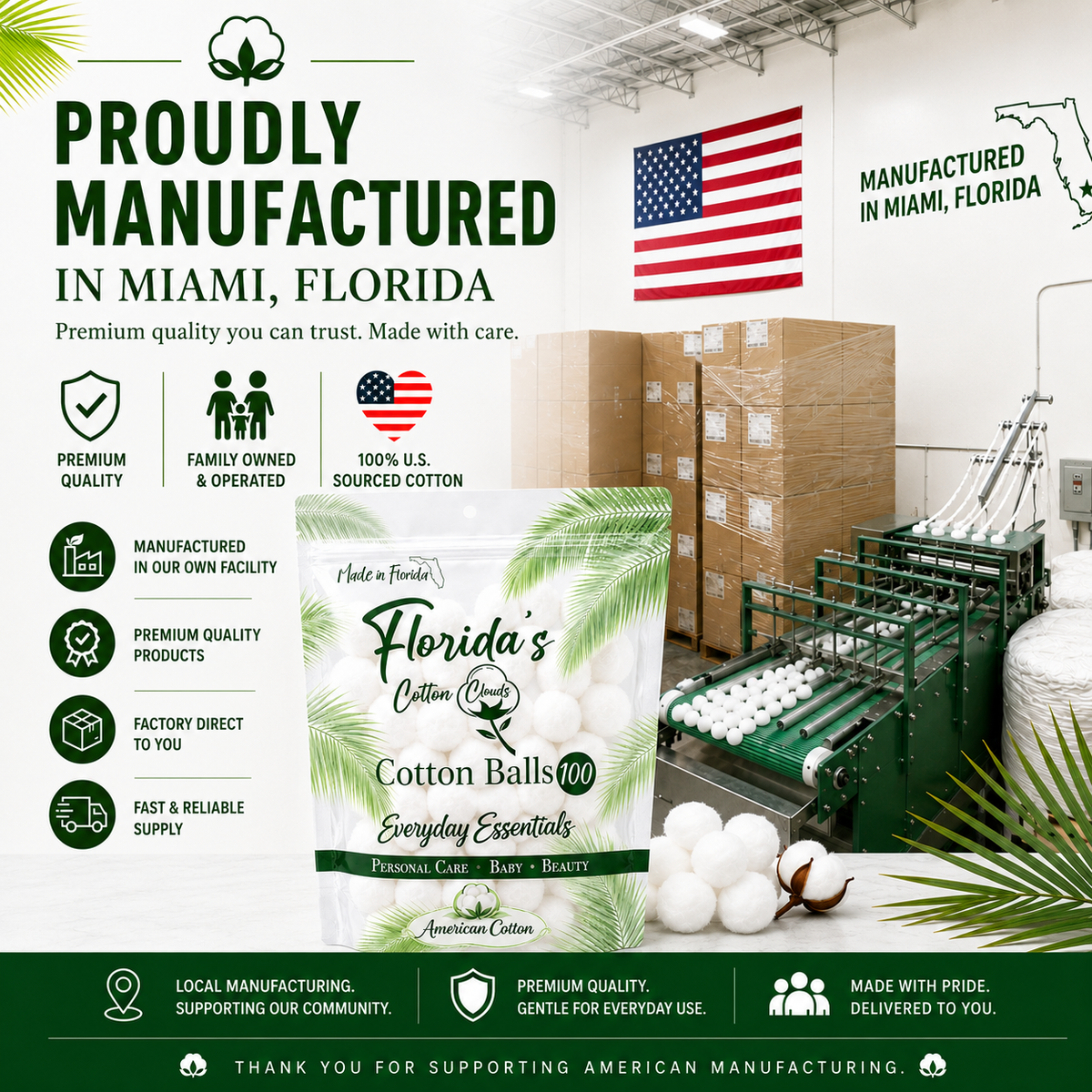 Cotton Balls 1000 Count (10 Pack), American Purified Cotton, Made in USA