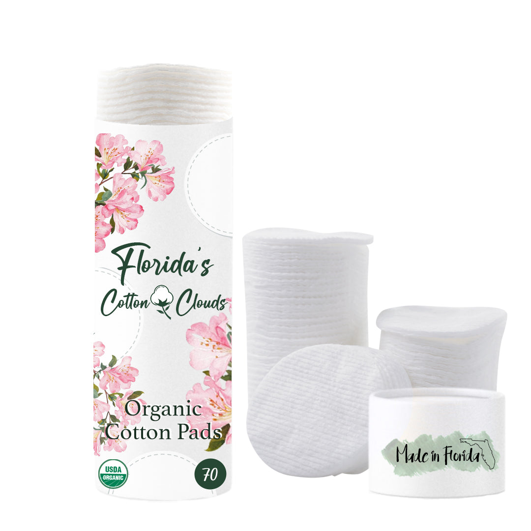Organic Cotton Pads with Stand in Dispenser, 70 Count