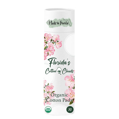Organic Cotton Pads with Stand in Dispenser, 70 Count