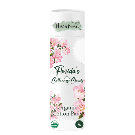 Organic Cotton Pads with Stand in Dispenser, 70 Count