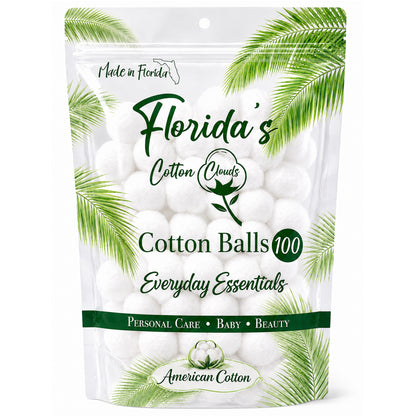 Cotton Balls 100 Count, American Purified Cotton, Made in USA