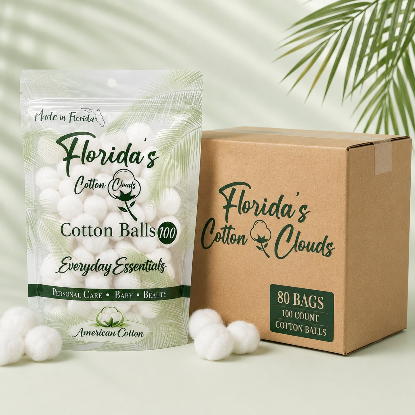 American Purified Cotton Balls, Box of 80 Bags (100 Count Each)